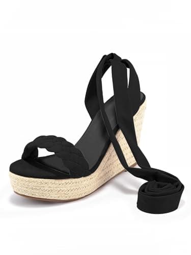 Syktkmx Women's Braided Wedge Espadrille Sandals