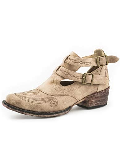 Roper Women's Willa Embroidery Casual Snip Toe Ankle Boot - Brown