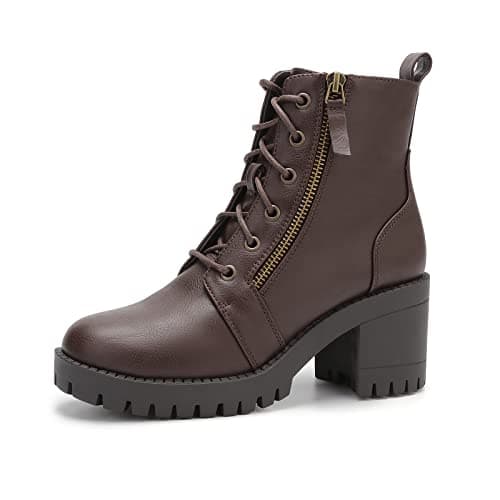 EETTARO Women's Fashion Chunky Heel Ankle Boots with Side Zip