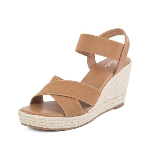 Putu Women's Elastic Ankle Strap Wedge Sandals
