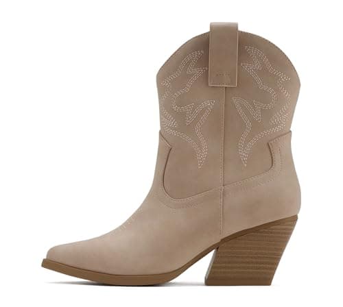 BLAZING Women's Western Bootie Pointe Toe Low Heel (Wide Fit Available)
