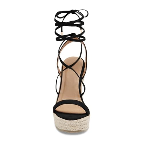 Coutgo Women's Espadrille Wedge Lace-Up Ankle Strap Sandals