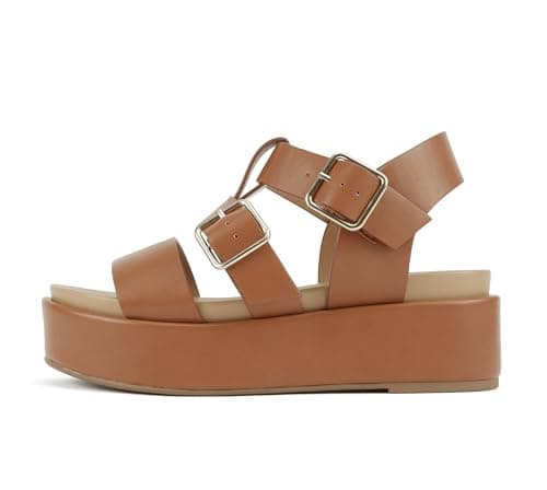 STELLAR Women's Flatform Multi Strap Open Toe Platform Wedge Sandals