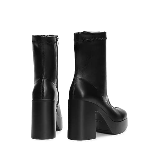 Womens Platform Gogo Ankle Boots with Chunky Block Heels