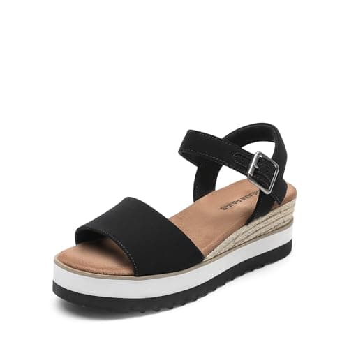Dream Pairs Women's Open Toe Buckle Ankle Strap Espadrille Platform Wedge Sandals