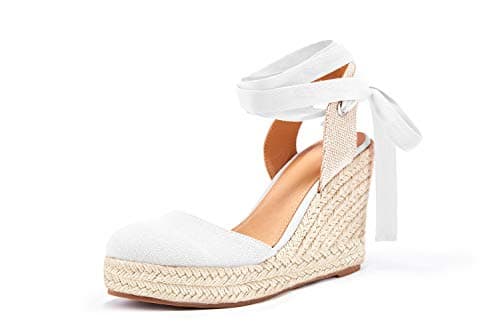 Nailyhome Women's Espadrille Wedge Sandals Ankle Wrap Shoes