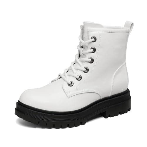 Black Lace-up Combat Boots for Women