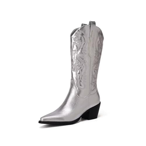 CIERWS Women's Embroidered Western Knee High Cowboy Boots