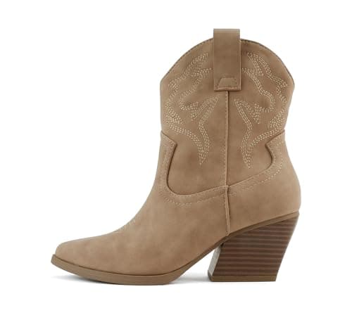 BLAZING Women's Western Bootie Pointe Toe Low Heel (Wide Fit Available)