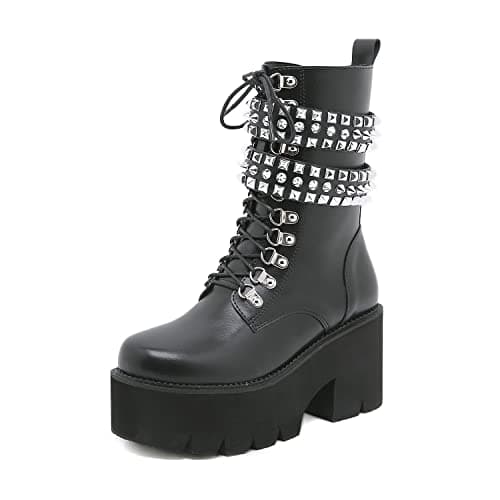 GooMaShoes Women's Black Lace up Goth Platform Boots for Cosplay and Fashion
| GooMaShoes Women's Chunky Block Ankle Gothic Combat Boots for Gothic and Punk Stylists
| GooMaShoes Black Lace up Gothic Platform Boots with Chunky Block Heel for Women