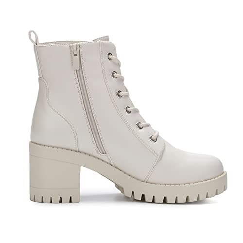 EETTARO Women's Fashion Chunky Heel Ankle Boots with Side Zip