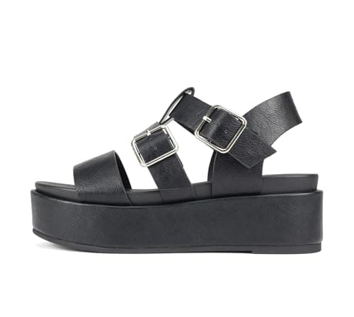 STELLAR Women's Flatform Multi Strap Open Toe Platform Wedge Sandals