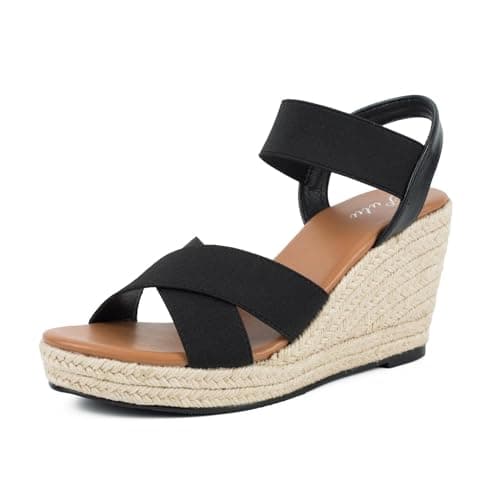 Putu Women's Elastic Ankle Strap Wedge Sandals