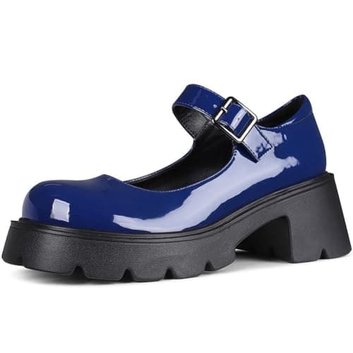 AOSPHIRAYLIAN Women's Pink Ankle Strap Platform Mary Janes