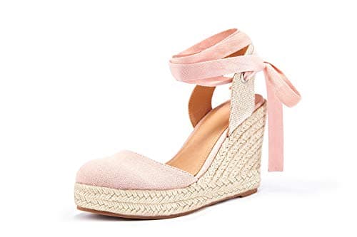 Nailyhome Women's Espadrille Wedge Sandals Ankle Wrap Shoes