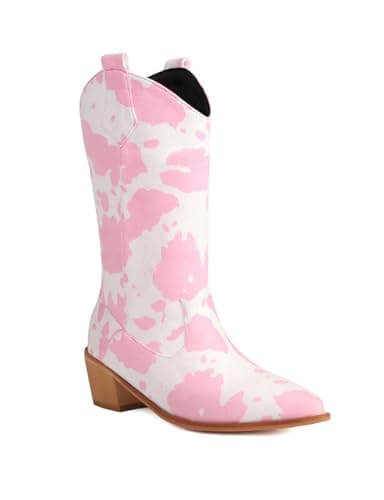 Women's Mid Calf Cowgirl Western Print Boots US4-11