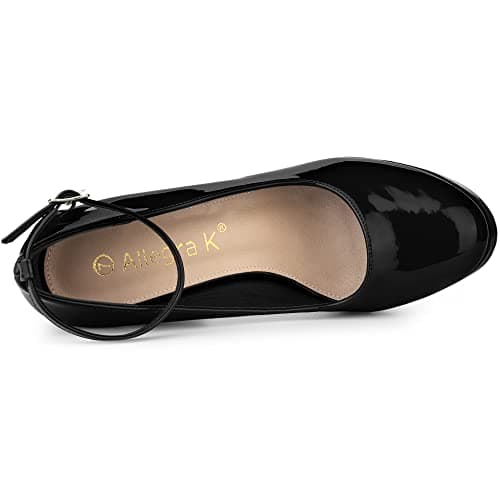 Allegra K Women's Chunky Heel Ankle Strap Mary Janes Pumps