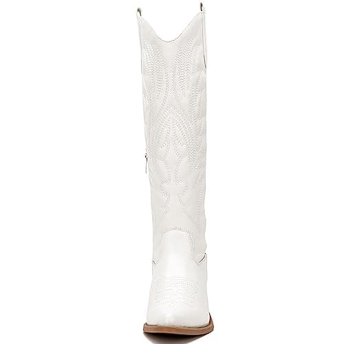 GLOBALWIN Women's Cowboy Cowgirl Embroidered Knee High Boots