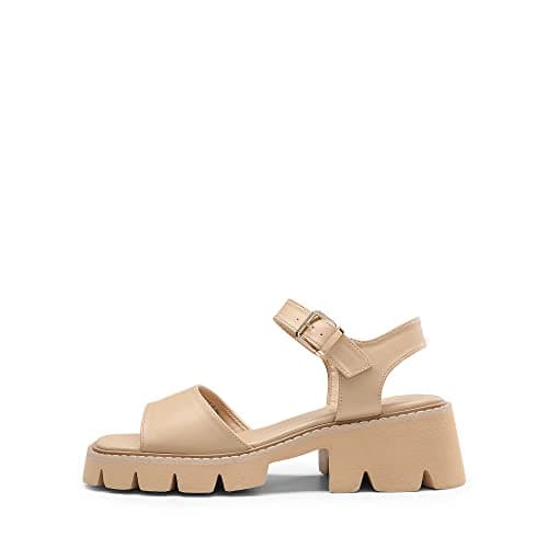 Dream Pairs Women's SDHS2316W Ankle Strap Chunky Block Heels Sandals Size 7 NuDE