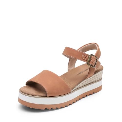 Dream Pairs Women's Open Toe Buckle Ankle Strap Espadrille Platform Wedge Sandals