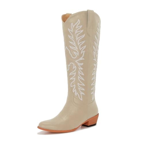 Classic Embroidered ZXHYZLZ Cowgirl Boots for Women Knee High 2" Heel