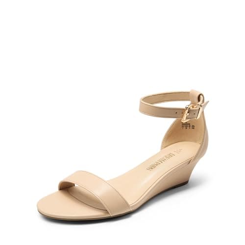 Dream Pairs Women's Ingrid Ankle Strap Low Wedge Sandal
