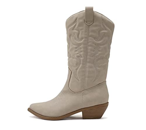 Women's Western Cowboy Stitched Pointed Toe Ankle Boot - Soda RENO