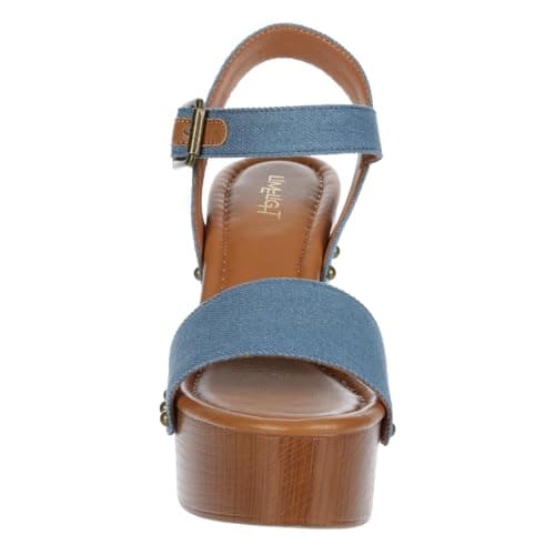 Limelight April Apple Women's Faux Wooden Heeled Platform Sandals