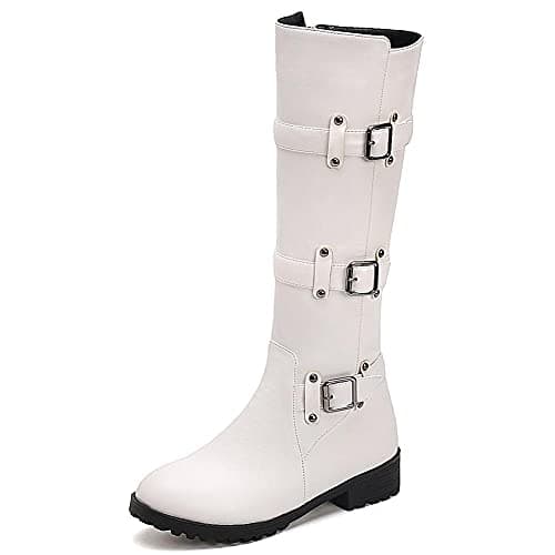 Mikarka Women's Metal Buckle Fur Lined Knee High Winter Riding Boots