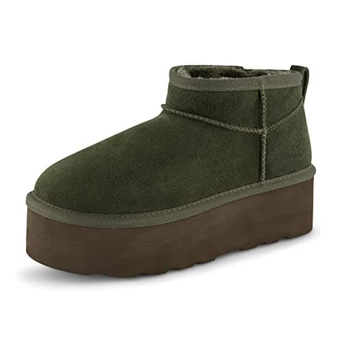 CUSHIONAIRE Hippy Women’s Cozy Suede Platform Ankle Boots with Faux Fur Lining - Comfortable Slip-Ons in Wide Widths
