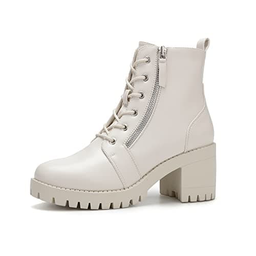 EETTARO Women's Fashion Chunky Heel Ankle Boots with Side Zip