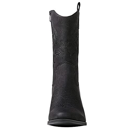 GLOBALWIN Women's Mid Calf Western Cowgirl Bootschunky Low Heel