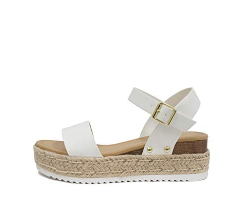 Womens Casual Espadrilles with Trim Flatform Studded Wedge