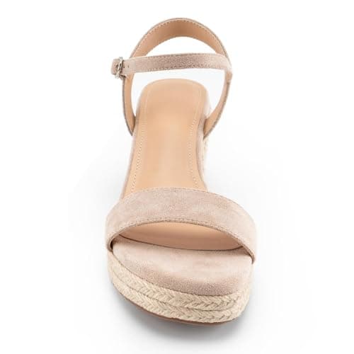 DREAMCIA Women's Wedge Espadrille Platform Sandals Open Toe Buckle Dress ShoesSummer