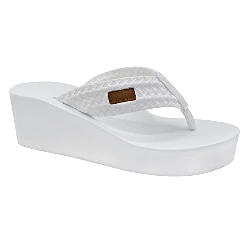 MALIDA Women's Arch Support Wedge Flip Flops with Soft Rubber Sole