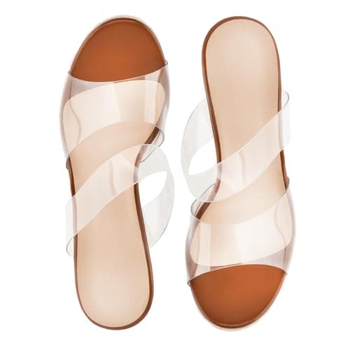 WIRALOMI Women's Clear Wedge Heel Beach Sandals