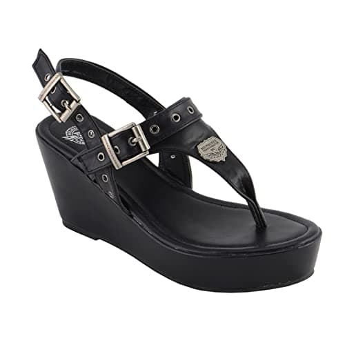 Milwaukee Leather Women's Black Wedge Casual Sandals