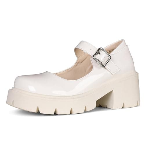 AOSPHIRAYLIAN Women's Pink Ankle Strap Platform Mary Janes