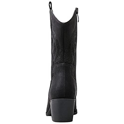 GLOBALWIN Women's Mid Calf Western Cowgirl Bootschunky Low Heel
