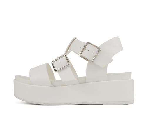 STELLAR Women's Flatform Multi Strap Open Toe Platform Wedge Sandals