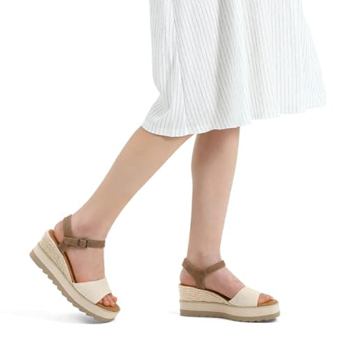 mysoft Women's Espadrille Wedge Sandals with EVA Sole and Ankle Strap Buckle