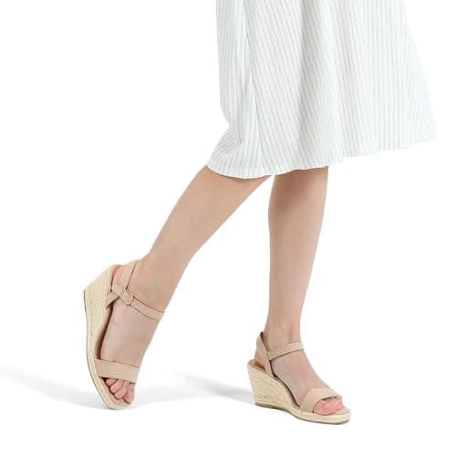 mysoft Women's Platform Espadrille Wedge SandalsCasual Summer Ankle Strap
