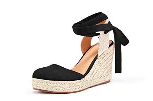 Nailyhome Women's Espadrille Wedge Sandals Ankle Wrap Shoes