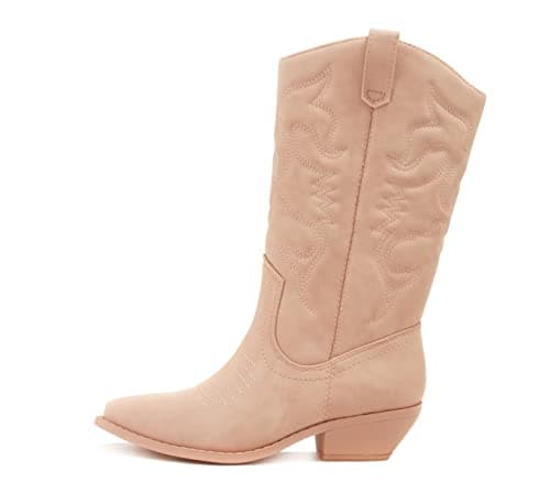 Women's Western Cowboy Stitched Pointed Toe Ankle Boot - Soda RENO