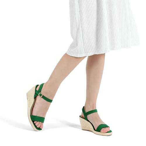 mysoft Women's Platform Espadrille Wedge Sandals Open Toe Ankle Strap Buckle