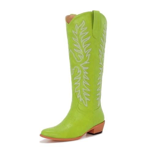 Classic Embroidered ZXHYZLZ Cowgirl Boots for Women Knee High 2" Heel