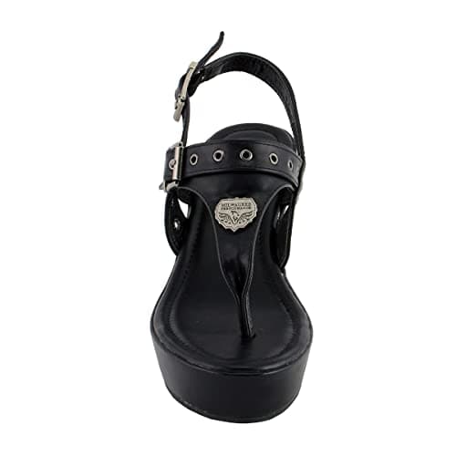 Milwaukee Leather Women's Black Wedge Casual Sandals