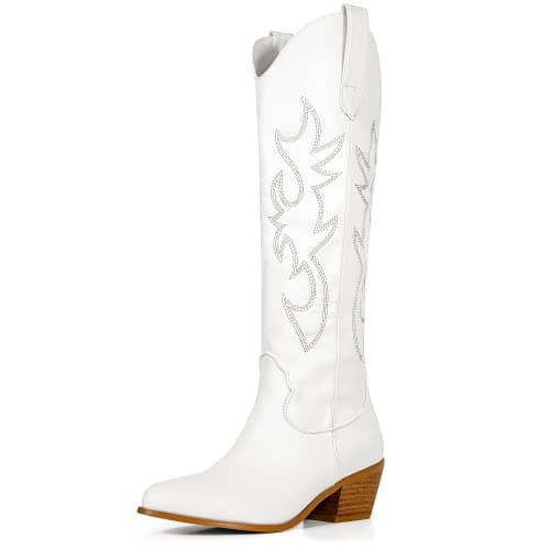 MUCCCUTE Western Cowboy Boots for Women Wide Calf Pointed Toe