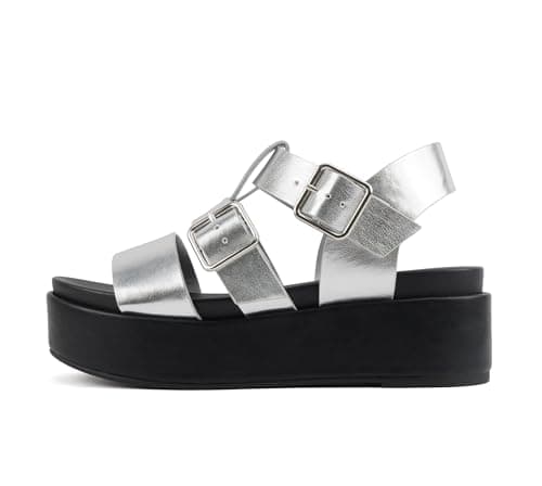 STELLAR Women's Flatform Multi Strap Open Toe Platform Wedge Sandals
