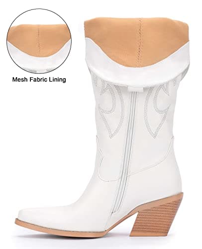 Western Cowboy Boots for Women - Knee High Wide Calf with Classic Embroidery